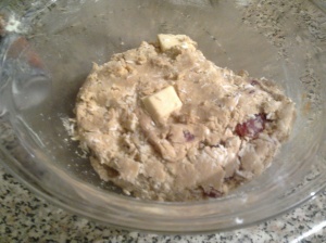 White chocolate, cherry and coconut cookie dough